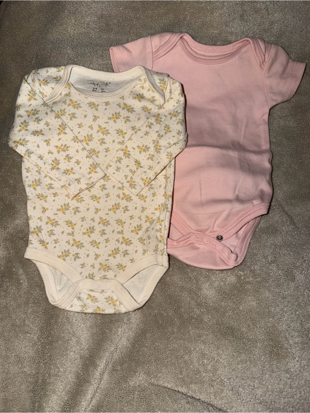 Unbranded Pink Solid & Cream Floral Long-Sleeve Baby One-Pieces (Set of 2)